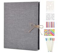 AIOR Album Foto Scrapbooking, Lino Album Fotografico Bambino, Fai Da Te Vintage Viaggio Scrapbook Memory Book, Regalo Compleanno Matrimonio Regali Neonato (Grigio)