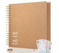 AIOR Album Fotografico 80 Pagine Scrapbooking, Fai da Te Spirale Album Foto DIY Scrapbook 24x24cm, Regali Natale San Valentino Regalo di Anniversario Compleanno (Kaki)