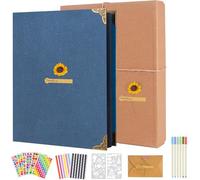 AIOR Album Fotografico Scrapbook 60 Pagine Nere, Vintage Album Foto 10x15 Fai da Te Scrapbooking Memory Book, Regalo Matrimonio Compleanno Regali di Natale (Blu)