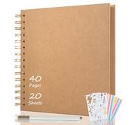 AIOR Album Fotografico Spirale Scrapbook 21x21cm, Fai da Te Scrapbooking Album 40 Pagine Guestbook, Regali Nozze Natale Valentino Regalo di Anniversario Compleanno (Kaki)