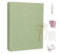 AIOR Lino Album Fotografico Scrapbook Album Foto, Fai Da Te Retro Scrapbooking 60 Pagine Nere Viaggio Albums, Idee Regalo Matrimonio Regali Originali Compleanno Natale (Verde)