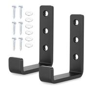 AIOUHMYM 2 Pz Ganci da Parete per Garage, Gancio da Parete per Attrezzi da Giardino, Gancio Bici Muro di J, Portabici da Muro per Casa, Capannone, Garage, Scale, con Viti (Nero)