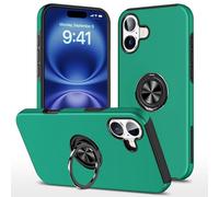 AIOVETEAB Cover Compatibile con iPhone 16, Protezione Anti Graffio Custodia 360°Rotante Anello Supporto Antiurto Militare per iPhone 16,Verde