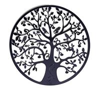 AIOXY decorazione murale in metallo decorazione murale albero della vita decorazione murale in metallo decorazione domestica in metallo, gancio a muro 60x60cm nero,Black