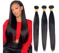 Aiplianfis 1B fasci di capelli umani naturali neri lisci 3 fasci di extension di capelli umani vergini non trattati senza colla a doppia trama, totale 300 g, 71 cm, 76 cm