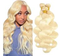 Aiplianfis # 613 - Extension di capelli umani biondi chiari, 3 fasci di capelli umani a doppia trama, 300 g, 45,7 cm, 50,8 cm, non trattati, senza colla, vergini