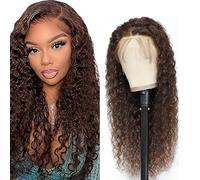 AiPliantfis # 4 Onda d'acqua marrone cioccolato 4x4 trasparente pizzo frontale parrucca capelli umani 100% non trattati Glueless brasiliani vergini Remy capelli nessun odore nessun groviglio 50 cm