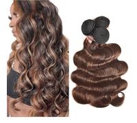 AiPliantfis Brown Human Hair Bundles Body Wave Extension Capelli ricci Extensions Capelli Umani P430 Highlight Double Weft Grade 8A Unprocessed Virgin Brazilian Remy Hair 26 28 30 Inches