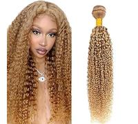 AiPliantfis Curly Wave Human Hair Bundles Blond Extension Capelli ricci Extensions Capelli Umani #27 Light Blonde Double Weft 1 Bundles Grade 8A Unprocessed Virgin Brazilian Remy Hair 22 Inches