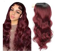 AiPliantfis Parrucca per capelli umani parrucca in pizzo ondulato bordeaux 1b99j 4x4 con attaccatura naturale senza colla parrucche vergini non trattate per capelli umani 28 pollici