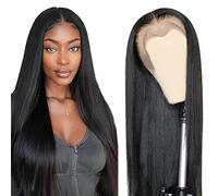 AiPliantfis Straight Human Hair Wig 13X4 Lace Parrucca Donna Capelli VeriGlueless Wig Wear and Go Pre Plucked 150% Density Unprocessed Remy Hair for Women Natural Black 16 Pollici