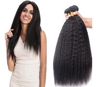AiPliantfis Yaki Wave Human Hair Bundles Capelli Umani Tessitura Extensions Capelli ricci extension 3 Bundles Human Hair 300g Total Brazilian Remy Human Hair Extensions for Woman 16 18 20 Inch