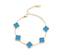 AIPPK Braccialetto portafortuna con quadrifoglio placcato in oro 18 carati per donne bianco/nero/rosso/verde a quattro foglie braccialetti alla moda gioielli regali per le donne, 6.41, Acciaio