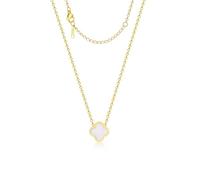 AIPPK Collana da donna con quadrifoglio, placcata in oro 18 carati, con ciondolo portafortuna e gioielli delicati, Acciaio inossidabile, Nessuna pietra preziosa