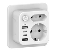 Aipsdo Doppia presa USB con 4 porte, adattatore multiplo a 2 prese