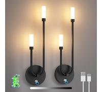 Aipsun 2 PCS applique da interno a LED nero,8000mAh, Lampada da parete per interni a batteria da 8W dimmerabile senza collegamento alla corrente,3000K, per corridoi, scale, camere da letto
