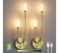 Aipsun 2 PCS applique da interno a LED oro, 8000mAh, Lampada da parete per interni a batteria da 8W dimmerabile senza collegamento alla corrente,3000K, per corridoi, scale, camere da letto