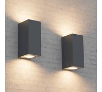 Aipsun 2 PCS Applique da Parete Esterno Interno Impermeabile IP65 Antracite, Attacco GU10 Lampade da Parete Moderno in Alluminio, Up&Down Lampada a Muro, Lampadina non Inclusa