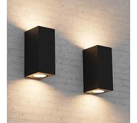 Aipsun 2 PCS Applique da Parete Esterno Interno Impermeabile IP65 Nero, Attacco GU10 Lampade da Parete Moderno in Alluminio, Up&Down Lampada a Muro, Lampadina non Inclusa