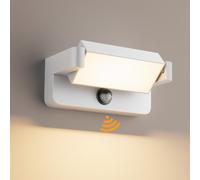 Aipsun 24W LED Applique Esterno/Interno con Sensore di Movimento,Bianco | Lampade da Parete 350° Orientabile IP65 Applique da Parete in Alluminio per Giardini Ingresso Terrazza, Bianco caldo 60LEDS