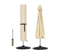 Aipwerer - Custodia protettiva impermeabile per ombrellone da giardino, con asta, resistente all'inverno - Oxford 420D - Per ombrellone da giardino, da balcone - Beige - 140 x 32 x 32 cm