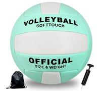 Aipwerer Pallone Pallavolo,Pallone da Beach Volley,Soft Touch Volleyball per Interni ed Esterni,Beach Volley Soft Touch Volleyball Taglia 5,Articolo Con Zaino e Con Pompa (Verde Bianco)