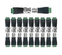 Aiqeer 10 Paia BNC Video Balun Connettore Adattatore, Maschio Spina & Femmina Presa Kit, Cavo Coassiale Adattatore (Verde + Nero)