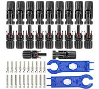 Aiqeer 10 Paia Solare Pannello Cavo Connettori, Connettore Fotovoltaico Solare Connettore Maschio Femmina con 2 Pezzi Chiave per Connettore Solare (Nero)