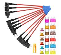 Aiqeer 10 Pezzi 12V / 24V Add-a-Circuit Portafusibili Set, Adattatore Fusibili Auto con 16 AWG Cavo, Gratuito 18 Pezzi Fusibili a Lama e Estrattore di Fusibili (Terminale a Crimpare)