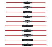 Aiqeer 10 Pezzi 32V 20A In-Linea Vetro Tubo Portafusibili Set, AGC Portafusibili in Vetro Auto con 16 AWG Cavo (5 Pezzi 5 X 20 mm + 5 Pezzi 6 X 30 mm)