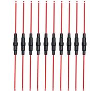 Aiqeer 10 Pezzi 5 X 20 mm 32V 20A In-Linea Vetro Tubo Portafusibili, AGC Portafusibili in Vetro Auto con 16 AWG Cavo (Nero)