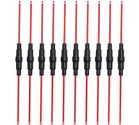 Aiqeer 10 Pezzi 6 X 30 mm 32V 20A In-Linea Vetro Tubo Portafusibili, AGC Portafusibili in Vetro Auto con 16 AWG Cavo (Nero)