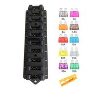 Aiqeer 10 Vie Scatola Portafusibili Standard, 12V / 24V / 32V / 48V Generic Impermeabile Scatola Fusibili, con 10 Pezzi Libero Fusibile Lama Standard (2/3 / 5/7.5/10 / 15/20 / 25/30 / 35A)