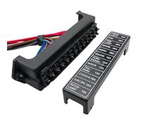 Aiqeer 12 Vie Blocco Fusibili a Lama per Auto, 2 Ingressi 12 Uscite Portafusibili a Lama Standard, Scatola Fusibili Standard con Precablato, e 10 Pezzi Fusibili a Lama (12V / 24V / 32V / 48V)