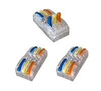 Aiqeer 16 Pezzi SPL-3 Leva-Dado Cavo Connettore, 3 in 3 out Bilaterale Trasparente Conduttore Compatto Connettore, Morsettiera Connettore Molla, Morsettiera Cavo Connettore Rapido (Leva Multicolore)