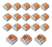 Aiqeer 18 Pezzi PCT-214 Leva-Dado Cavo Connettore, 4 Porte Conduttore Compatto Connettore, Morsettiera Connettore Molla, Morsettiera Cavo Connettore Rapido