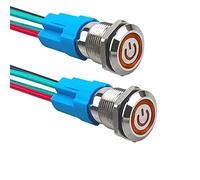 Aiqeer 2 Pezzi 12 mm Interruttore a Pulsante Autobloccante, 12V / 24V 3A Interruttore di Accensione per Auto, Interruttore a Pulsante in Metallo con Presa Precablata (LED Giallo)