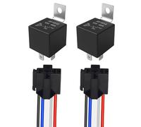 Aiqeer 2 Pezzi 4 Pin Auto Relè, 12V 40A SPST Veicolo Relè con Presa di Imbracatura e Precablato (Nero)
