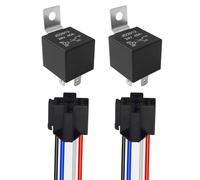 Aiqeer 2 Pezzi 4 Pin Auto Relè, 24V 40A SPST Veicolo Relè con Presa di Imbracatura e Precablato (Nero)