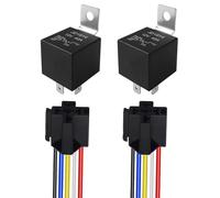 Aiqeer 2 Pezzi 5 Pin Auto Relè, 12V 40A SPDT Veicolo Relè con Presa di Imbracatura e Precablato (Nero)