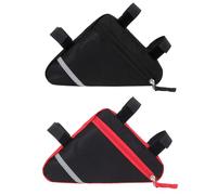 Aiqeer 2 Pezzi Borsa Triangolare Bicicletta, Triangolo da Telaio Anteriore Bici, Impermeabile Nylon, con Striscia Riflettente (Rosso + Nero)