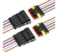Aiqeer 2 Set 5 Pin Auto Impermeabile Elettrico Cavo Connettori con 16 AWG Pre-Cablato, Kit Presa Spina Connettore Elettrico Impermeabile Auto