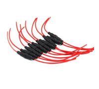 Aiqeer 20 Pezzi 5 X 20 mm 32V 20A In-Linea Vetro Tubo Portafusibili, AGC Portafusibili in Vetro Auto con 16 AWG Cavo (Nero)