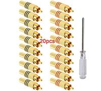 Aiqeer 20 Pezzi Connettori RCA Spina Maschio, Audio/Video Placcato in Oro, Senza Saldatura, per Multimedia e CCTV