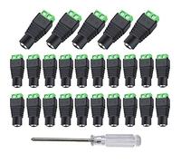 Aiqeer 25 Pezzi 12V/24V DC Femmina Presa Connettore, 2.1X5.5 mm DC Alimentazione Adattatore Jack, DC Vite Terminale Spina Connettore, per CCTV Telecamera LED Striscia (Verde)