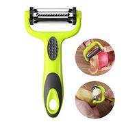 Aiqeer 3 in 1 Pelapatate Girevole Multifunzionale, Pelaverdure, Peeler Frutta, Bucciatrice con Lama Girevole in Acciaio Inox e Manico Antiscivolo, per Frutta e Verdura (Verde)