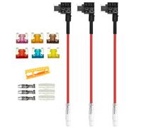 Aiqeer 3 Pezzi 12V / 24V Basso-Profilo Add-a-Circuit Portafusibili, Adattatore Fusibili Auto con 16 AWG Cavo, Gratuito 6 Pezzi Fusibili a Lama Micro e Estrattore di Fusibili (Terminale di Testa)