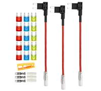 Aiqeer 3 Pezzi 12V / 24V Piccolo Add-a-Circuit Portafusibili, Adattatore Fusibili Auto con 16 AWG Cavo, Gratuito 15 Pezzi Fusibili a Lama Mini e Estrattore di Fusibili (Terminale di Testa)