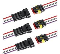 Aiqeer 3 Set 3 Pin Auto Impermeabile Elettrico Cavo Connettori con 16 AWG Pre-Cablato, Kit Presa Spina Connettore Elettrico Impermeabile Auto