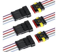 Aiqeer 3 Set 4 Pin Auto Impermeabile Elettrico Cavo Connettori con 16 AWG Pre-Cablato, Kit Presa Spina Connettore Elettrico Impermeabile Auto